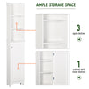 Linen Cabinet Slim Bathroom Storage Cabinet Freestanding Bathroom Tall Organizer Tower Cupboard Adjustable Shelves Wooden Furniture White