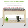 Raised Garden Bed Mobile Elevated Wood Planter Box w/ Lockable Wheels, Storage Shelf  for Herbs and Vegetables Backyard Patio Balcony Zebrano