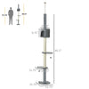 85.5" Cat Tree Height Adjustable Floor-to-Ceiling 4-Tier Kitty Climbing Activity Center Condo with Scratching Post Hanging Balls Rest, Grey