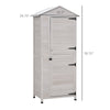 Wooden Garden Cabinet Backyard 4-Tier Storage Shed 3 Shelves Lockable Organizer with Handle Tin Roof Magnetic Latch Foot Pad Light Grey