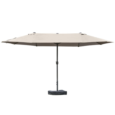 Patio Umbrella 15' Steel Rectangular Outdoor Double Sided Market with base, UV Sun Protection & Easy Crank for Deck Pool Patio, Coffee