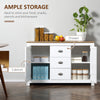 White Buffet Cabinet with Drawers, Dining Buffet Cabinet with Adjustable Shelves