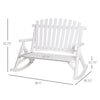Wooden Rocking Chair,  2 Person Porch Rocker Bench, Indoor Outdoor Porch Rocker with Slatted Design, High Back for Backyard, Garden, White