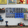 44 Piece Wall Mounted Pegboard Tool Organizer Rack Kit with Various Sized Storage Bins, Pegboard, & Hooks - Blue