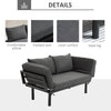 Single Person Chaise Lounger, Modern Sofa Bed with 5 Adjustable Positions, 2 Large Pillows, and Black Legs, Charcoal Grey