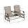 2-Person Outdoor Glider Bench with Center Table, Patio Rocking Chair Swing Loveseat with Breathable Mesh for Backyard Garden Front Porch Sand