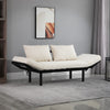 Single Person Chaise Lounger, Modern Sofa Bed with 5 Adjustable Positions, 2 Large Pillows, and Black Legs, Beige