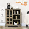 Sideboard Buffet Kitchen Buffet Cabinet with Wine Racks Sliding Glass Door Storage Shelves for Living Room Grey