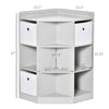 Wooden Kids Cabinet Freestanding Corner Storage Drawer Clothes Organizer Dresser Children Bookcase Display Shelf for Bedroom, Grey