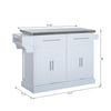 Portable Multi-Storage Rolling Kitchen Island Storage Cart with Stainless Steel Top, White