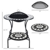 30 Inch Outdoor Fire Pit, Round Wood Burning Firepit, Garden Table with Spark Screen Cover for Patio, Garden, Backyard, Black and White