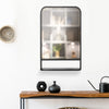 34" x 21" Square Modern Wall Mirror with Storage Shelf, Mirrors for Wall in Living Room, Bedroom, Black