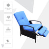 Rattan Adjustable Recliner Chair with Hand-Woven All-Weather Wicker for Patio, Outdoor, Garden, Poolside, Blue