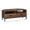 Corner TV Stand for TV up to 46", Entertainment Center with Open Storage and Drawers, TV Table with Steel Legs, Dark Walnut