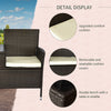 Patio Wicker Conversation Furniture Set, Outdoor Rattan 2-Seater Chair, Modern Loveseat w/ Cushions & Coffee Table for Lawn, Brown