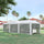 10' x 28' Party Tent Canopy, Outdoor Event Shelter Gazebo with 8 Removable Mesh Sidewalls, Zipper Doors, Steel Frame, White