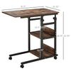 Industrial Style C-Shaped Mobile Sofa Bed Side Table Adjust Height 3-Tier Nightstand Home Cart w/ Casters Brake