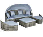 Convertible Rattan Daybed Sectional, Light Grey