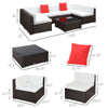 7 Piece Patio Furniture Set,Outdoor Rattan Sectional Sofa with White Cushions