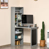 Fold Down Desk Convertible Folding Desk With Blackboard And Side Shelf Multi-Function Computer Office Workstation Grey