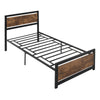 Single Size Metal Bed Frame with Headboard & Footboard, Strong Slat Support Solid Bedstead Base w/ Underbed Storage Space