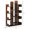 Tree Bookshelf, Modern Freestanding Bookcase with 13 Open Shelves, Display Unit for Living Room, Study, or Office, Brown