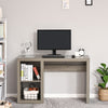 Rectangle Computer Desk Thick Board with Display Shelves Home Office Table Workstation Natural Wood Color
