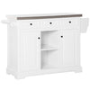 Rolling Kitchen Island on Wheels, Portable Kitchen Island with Stainless Steel Countertop and Spice Rack for Kitchen, Dining Room, White
