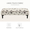 Linen-Touch Upholstered Fabric Ottoman Bench Bed Stool for Bedroom  Entryway  Living Room  Beige with Seashells