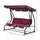 3 Seat Outdoor Free Standing Swing Bench Porch Swing with Stand, Comfortable Cushioned Fabric & Included Canopy, Red