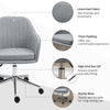Leisure Office Chair Linen Fabric Swivel Scallop Shape Computer Desk Chair Home Study Bedroom with Wheels  Light Grey