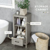 Bathroom Storage Cabinet, Small Floor Cabinet with Open Compartments and Drawer for Living Room and Playroom, Grey