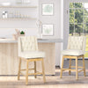 Bar Height Bar Stools Set of 2, 180 Degree Swivel Kitchen Island Stool, 28" Seat Height with Solid Wood Footrests, Button Tufted Design, Beige