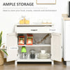 Farmhouse Sideboard Buffet Cabinet, Barn Door Style Kitchen Cabinet, 32" Accent cabinet for Kitchen, Living Room or Entryway, White Wash