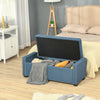 Nailhead Trim Upholstered Flip Top Storage Bench, Fabric Ottoman for Bedroom, or Living room, Blue