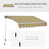 8' x 7' Manual Retractable Sun Shade Patio Awning - Mixed Color