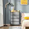 5-Drawer Dresser Tower 3-Tier Storage Organizer with Steel Frame Wooden Top for Bedroom Hallway Closets Light Grey