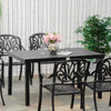 Patio Dining Table for 6, Rectangular Aluminum Outdoor Table for Garden Lawn Backyard, Black