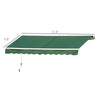 12' x 10' Manual Retractable Awning Outdoor Sunshade Shelter for Patio, Balcony, Yard, with Adjustable & Versatile Design, Green