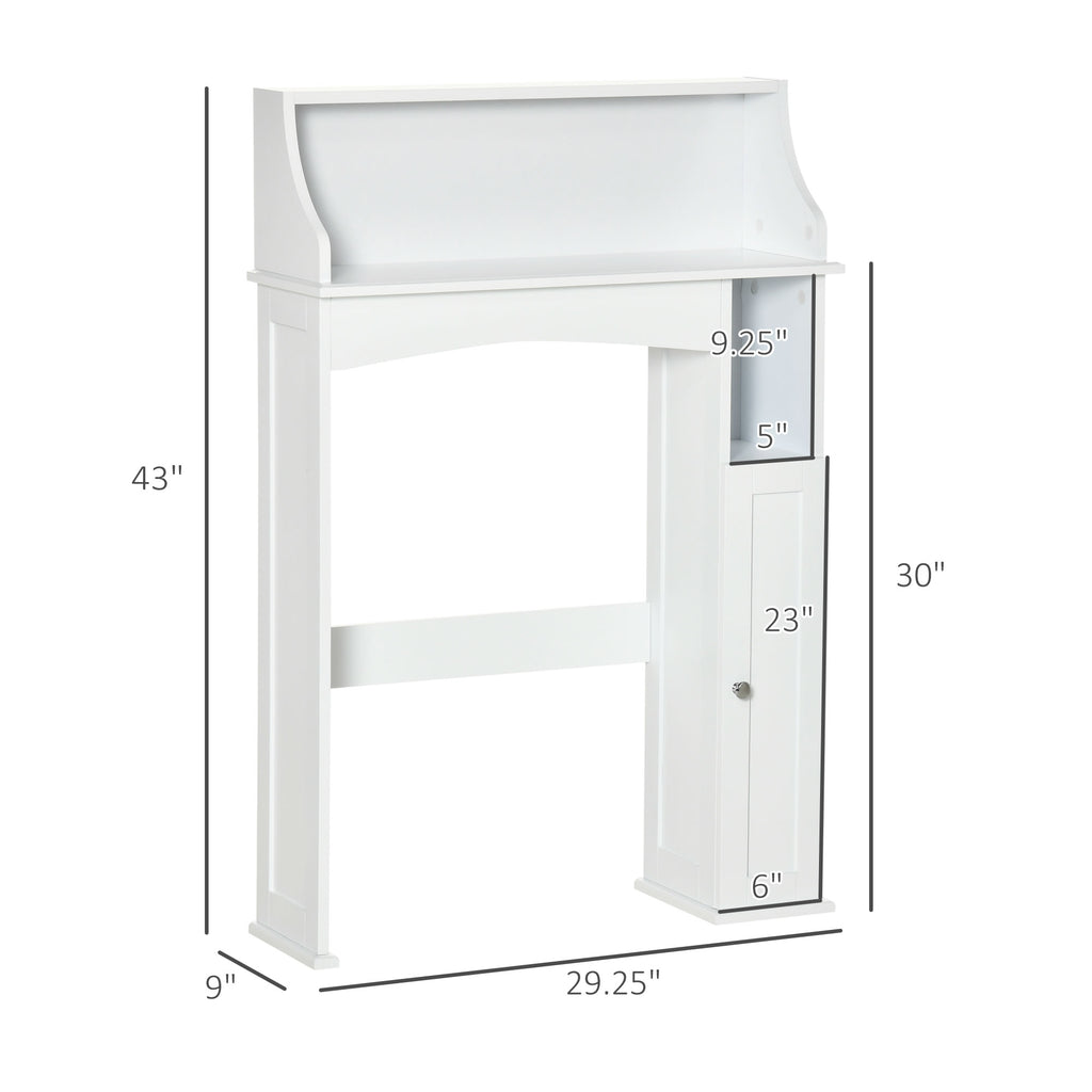 Over The Toilet Storage, Bathroom Organizer with Adjustable Inner Shelf, Door Cabinet, Bottom Stabilizer Bar, White