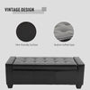 50.5" Faux Leather Rectangular Tufted Storage Ottoman for Living Room, Entryway, or Bedroom, Black
