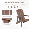 Outdoor HDPE Adirondack Deck Chair,Plastic Lounger with High Back and Wide Seat,Brown