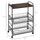 24" 3-Tier Rolling Kitchen Cart, Utility Storage Trolley with 2 Basket Drawers, Side Hooks for Dining Room, Walnut Wood Tone
