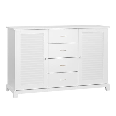 47â€ Bathroom Cabinet Buffet Sideboard with Drawers and Shutters - White