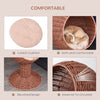 27" Hooded Wicker Elevated Cat Bed Rattan Kitten Condo Round with Cushion, Brown