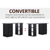 47" Modern Home Office Computer Workstation Desk with 3-Tier Shelves 3 Storage Drawers - Black