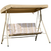 3 Person Outdoor Porch Swing Lounge Chair Bench with Canopy Top- Brown