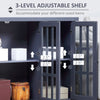 Modern Kitchen Sideboard, Buffet Cabinet with 2 Storage Cupboard, Glass Doors, Round Legs for Living Room, Bedroom, Grey