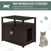 Wooden Cat Litter Box Enclosure Furniture with Adjustable Interior Wall & Large Tabletop for Nightstand  Brown