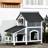 Outdoor Cat House with Flower Pot, 2-Story Feral Cat House with Weather Resistant Roof, Wooden Cat Shelter with Window, Multiple Entrances, Resting Condos